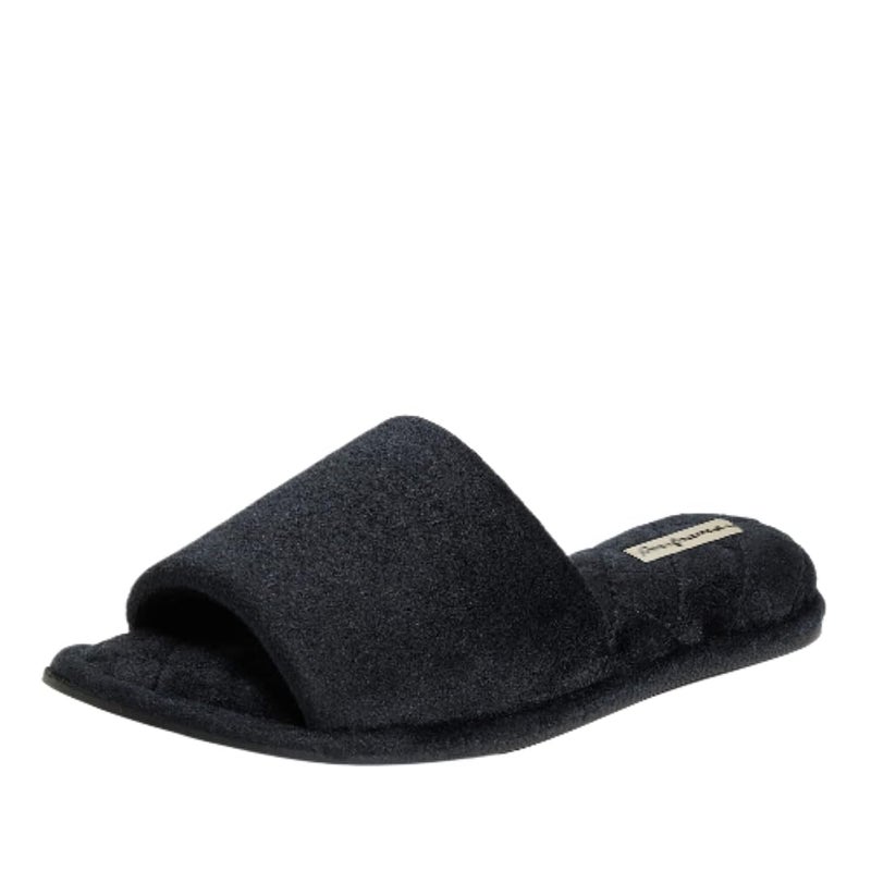 Dearfoams Women's Beatrice Velour Slide Slipper, Black, Large - Image 1